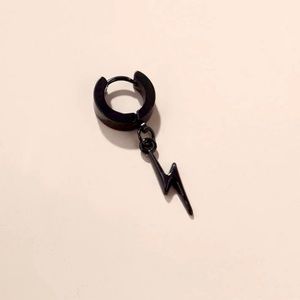 1pc Lightning Stainless Steel Drop Earring (black)